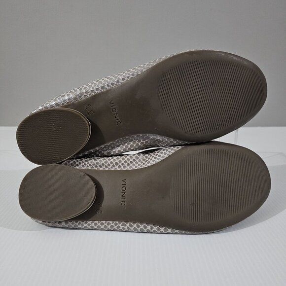 Vionic Alexa Ballet Flat Size 7 Metallic Gray Taupe Leather Lizard Print Slip On - Picture 11 of 13